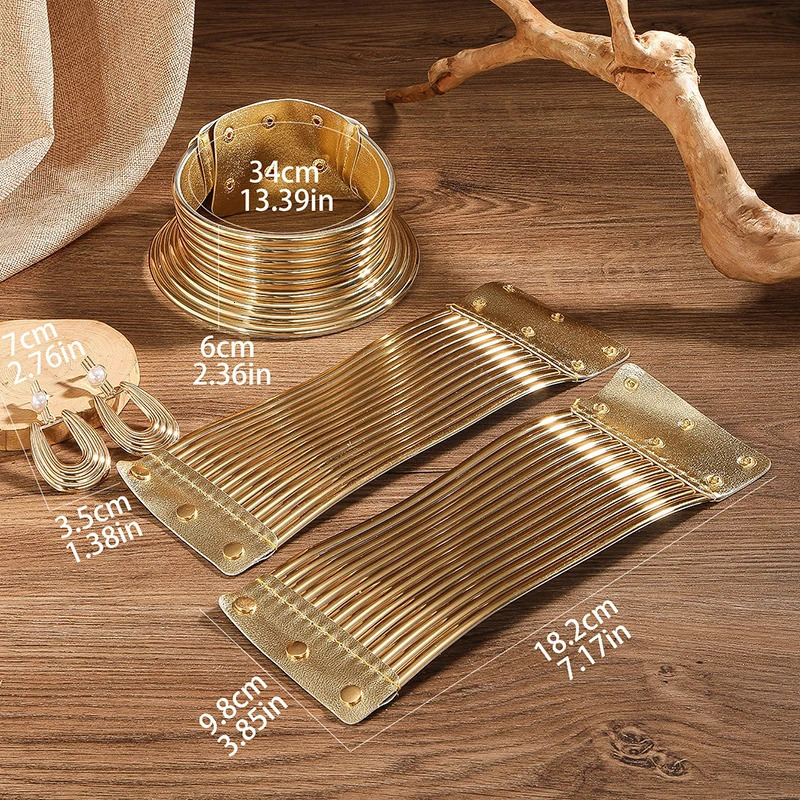 5pcs/set Vintage Leather African Jewelry Set Choker Necklace Bracelet Earrings Set For Women Collar Necklace Set Jewelry Gifts 250818