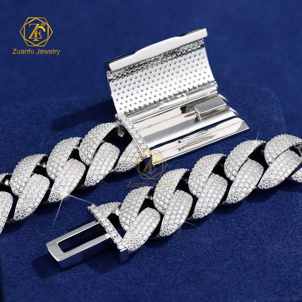 6-15mm Moissanite Cuban Link Necklace Miami 925 Silver Hip Hop Jewelry Moissanite Cuban Chain