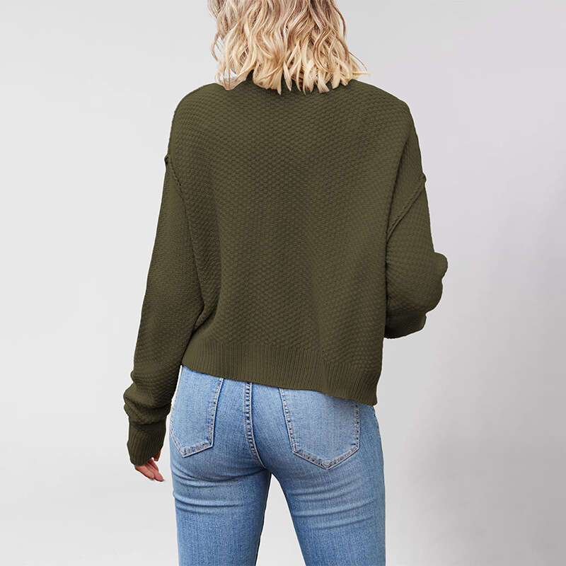 Autumn Winter New Knitted Cardigan Women Women's Clothing Single Row Button Commuter Sweater Coat B5