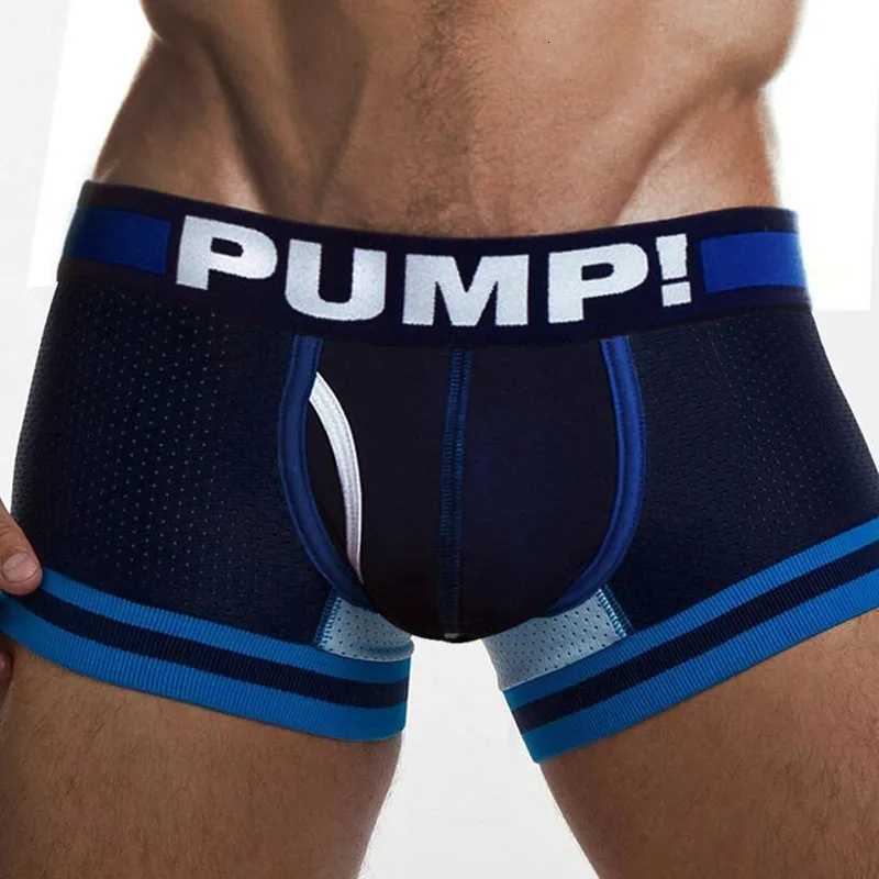 Sports Style PUMP Flat Leg Pants Perforated Mesh Breathable Hip Lifting Mens Four Cornered Pants W250819