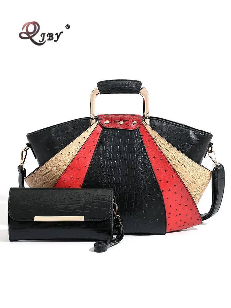 Bag Woman Capacity Leather Purse Fashion Designer Metal Top Handle Handbags Crossbody Large Tote Bags For Women