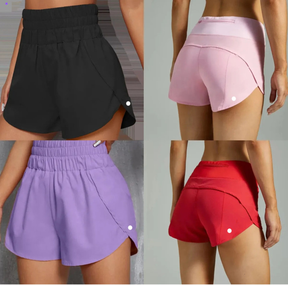 2025 Short Speed Up High-Rise Lined Waist Sports Ninth Yoga Shorts Womens Quick Drying Loose Running Clothes Back Zipper Pocket Fitness fjha