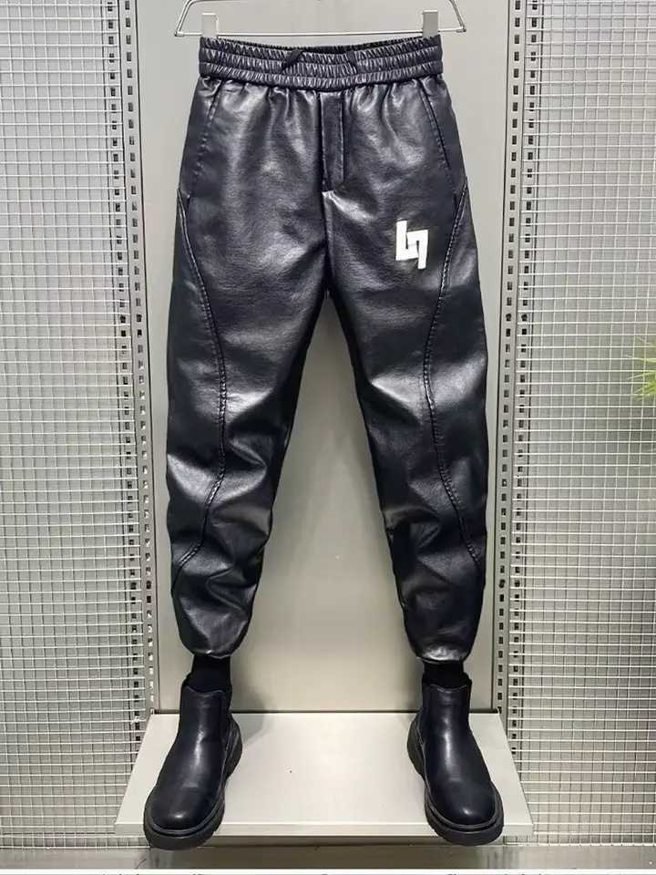 Leather Pants Mens Hip Hop Harem Loose Trousers Fashion Streetwear Harajuku Trousers Luxury Brand High Quality Mens Cargo Pant W250819