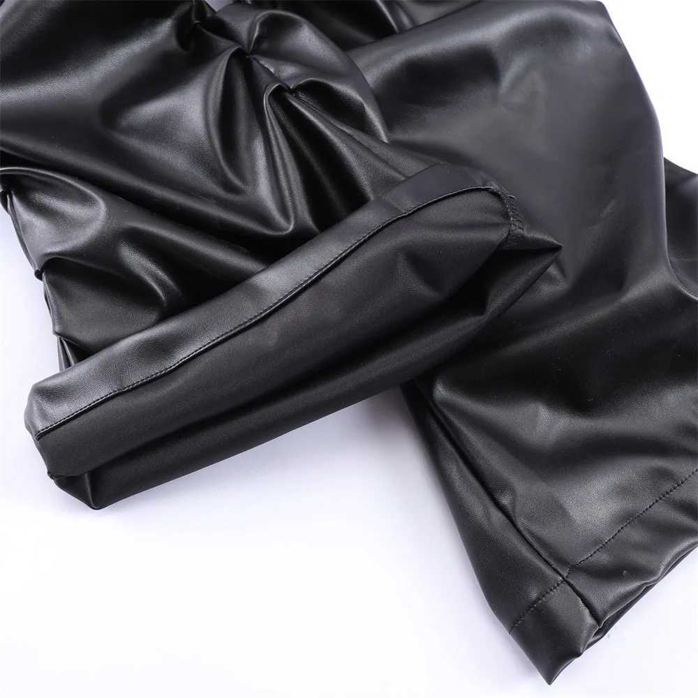 Mens Leather Pants Dark Punk Niche Design Bright Pleated Leather Pants Mens Hip-hop Loose Casual Pants for Men W250819