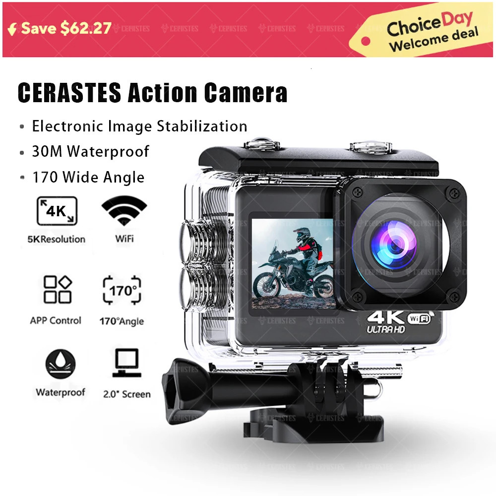 Action Camera 4K bicycle camera Electronic Stabilizer Action cam WiFi 4k Sport camera Helmet Video Recording Cameras for go pro 250813