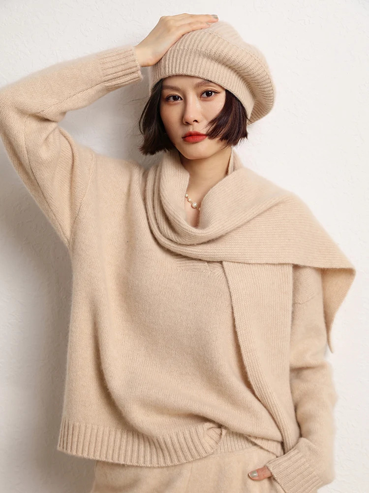Autumn Winter Hat Women Berets Female Cap 100% Cashmere Hats Beret Elegant Warm Hat Feminine Knit Hat Versatile Headwear 250819