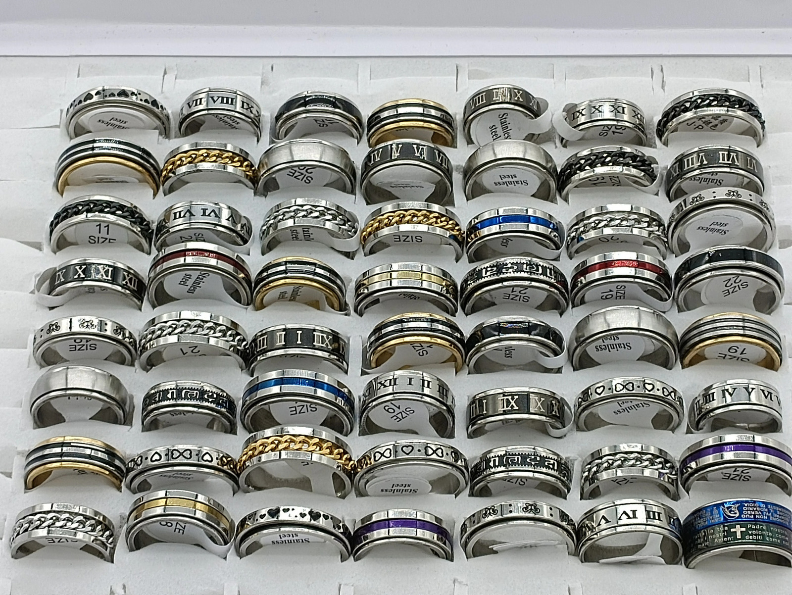 Wholesale Bulk Lots 30pcs/lot Male Spinner Ring Rotate Stainless Steel Men Fashion Spin Ring Punk Jewelry Party Gift 250815