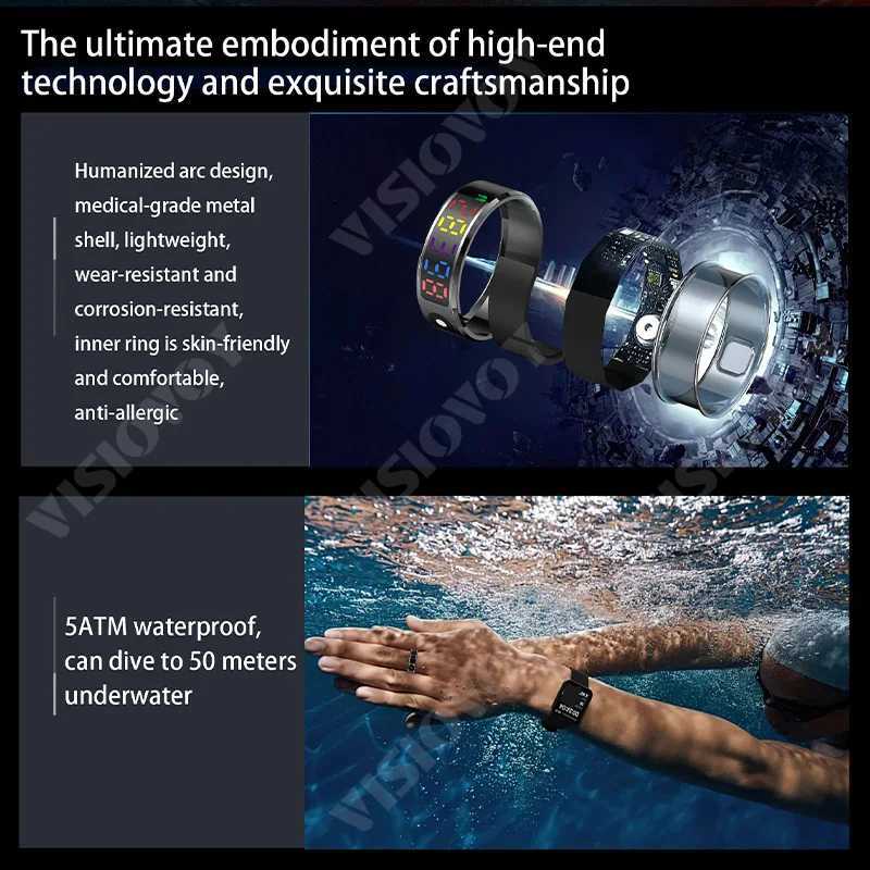 4 Xiaomi Smart Ring 5ATM Waterproof LED Screen Bluetooth Health Monitor Gesture Control Sleep Monitoring Heart Rate Men Women W250819