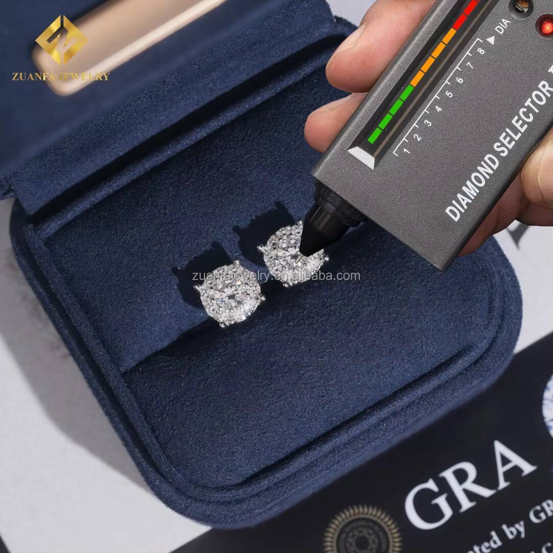 Bulk Stock in USA Warehouse Hot Selling GRA Certificates Screw Back 925 Silver VVS Moissanite Diamond Hip Hop Stud Earrings