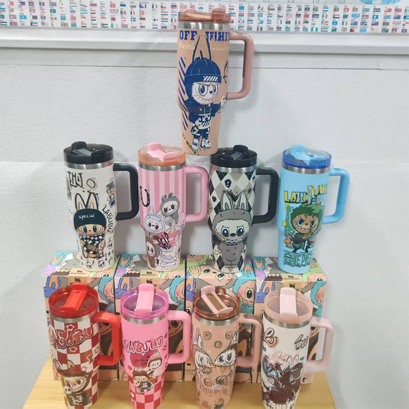 Labubu Thermos Cup Water Bottles Thermal Mug Zimomo Tnsulated Drinkware Tumblers Hip Flasks Vacuum Auto Mug Long-lasting Insulation Straw Designer Fas