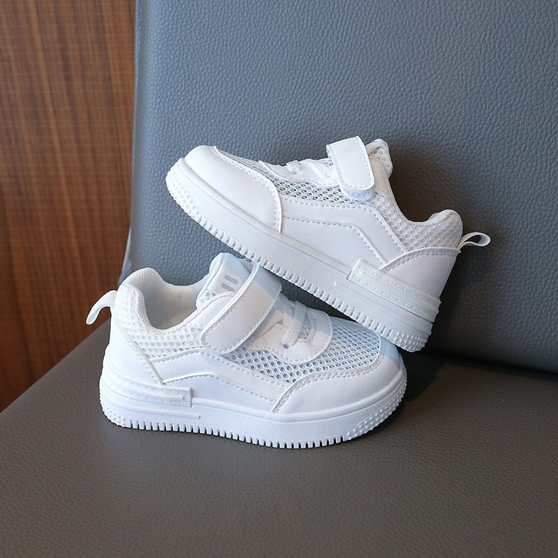 Toddler White Shoes Summer Spring Autumn Winter Kids White Sneakers Boys Sport Shoes Breathable Mesh Leather School Children Girls Shoes Sizes 21 - 30
