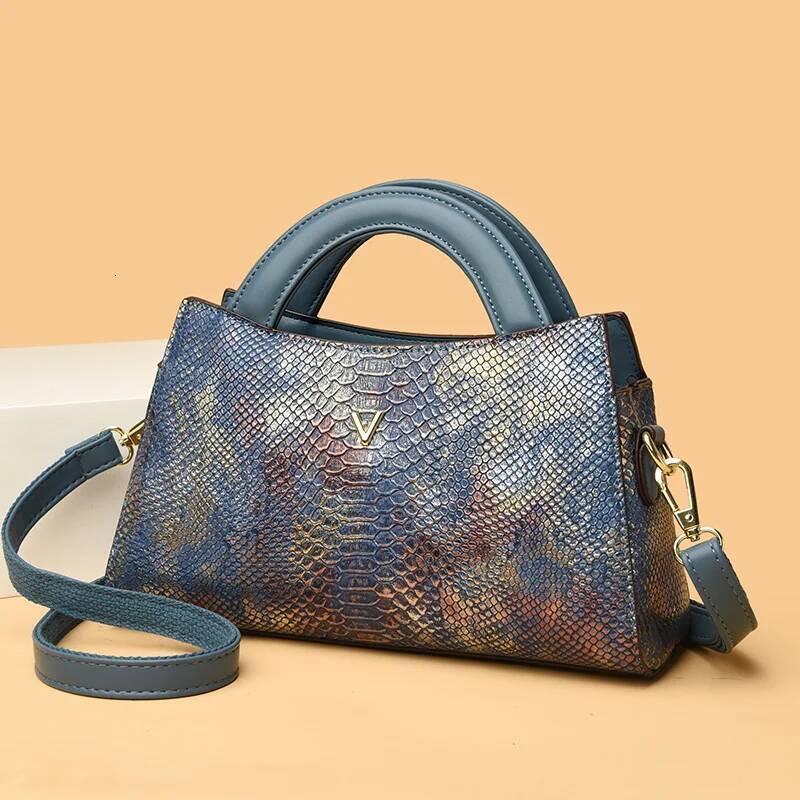 Womens 2023 Designer Crocodile Pattern Shoulder PU Leather Brand Woman Crossbody Casual Handbag Bright Colour Bag