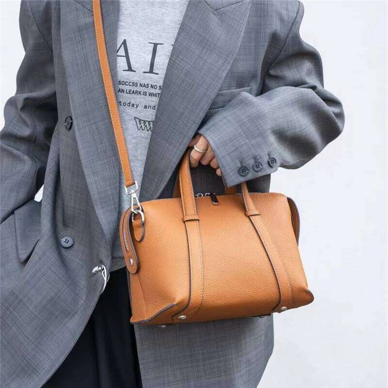 Hifashion Retro Genuine Leather Pillow Shoulder Bags For Women Trend Designer Crossbody Purses Boston Tote Ladies Handbags