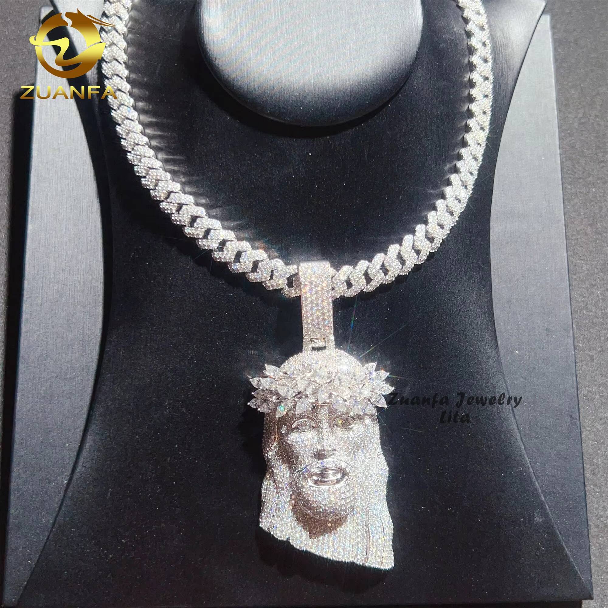 New Arrival Hip Hop Style Pear Cut Diamond Bell Unique Allah Iced Out 925 Silver Moissanite Jesus Pendant