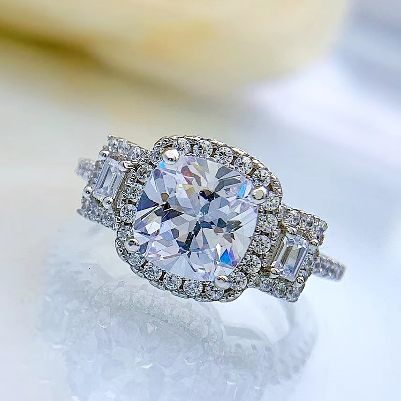 Paston Customized Iced Out 10k 14k Big Size 10ct Original Yellow Cushion Vvs Moissanite Diamond Luxury Ring for Wedding Daily