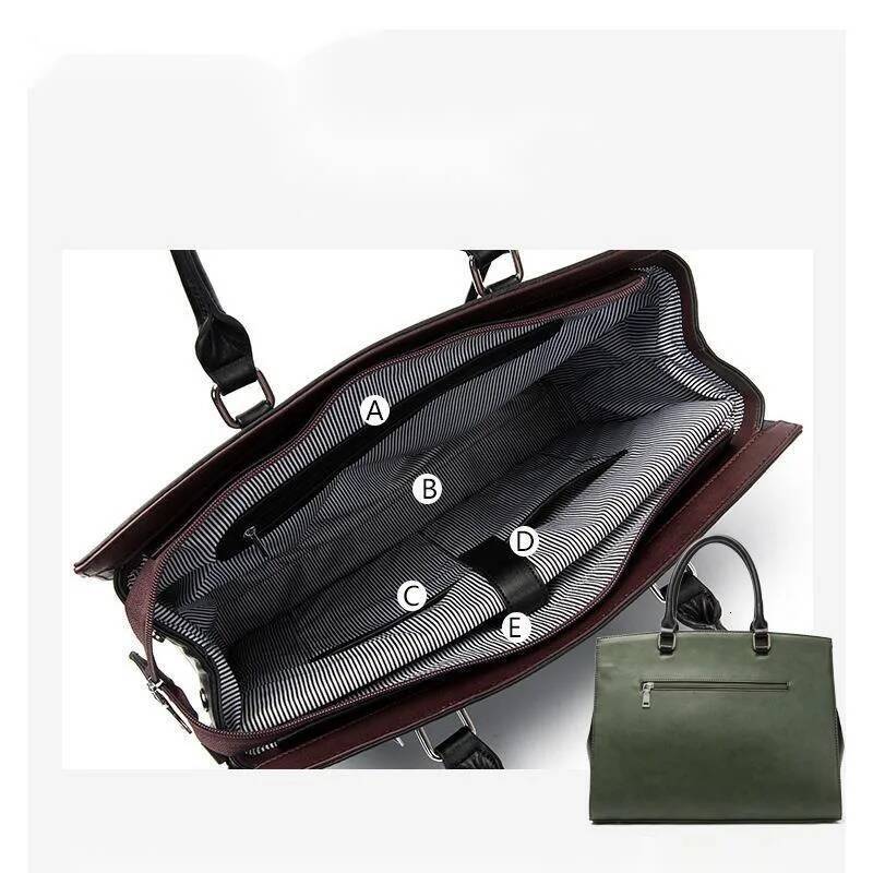 2025 Premium Leather Laptop Women's Business Briefcase 14 Inch Compatible With Book/Hp/Acer/Dell - Top-Handle Work Bag