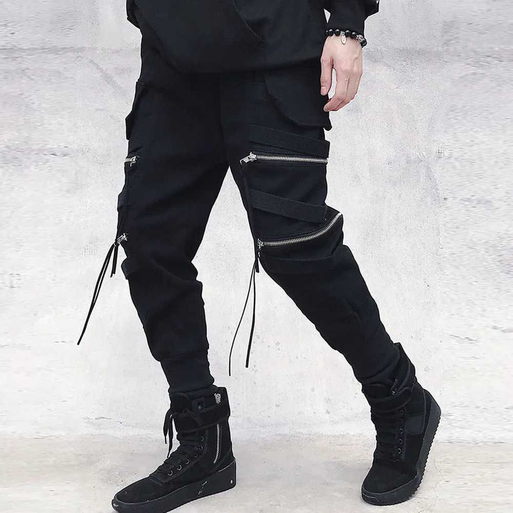 Cargo Pants Hip Hop Joggers Men Loose Harem Pants Multi-Pocket Ribbon Mens Pants Trousers Casual Streetwear Sport Pants for Men W250819