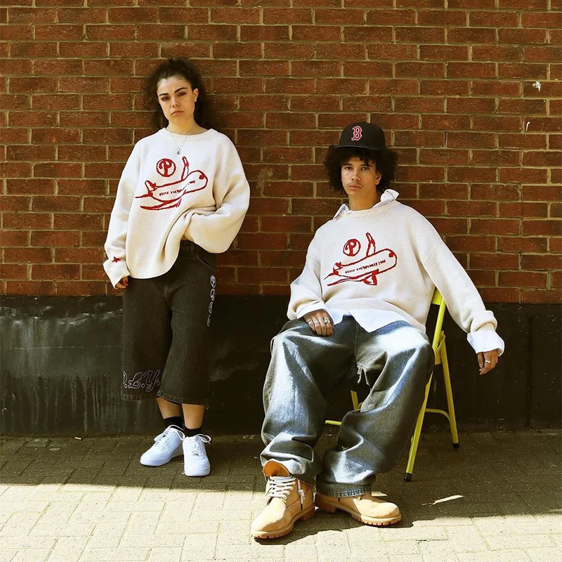 Mens Sweater Jumper Long Sleeve Knitwear Tops Oversized Graphic Fashion Y2k Streetwear Harajuku Winter Korean Clothes 250819