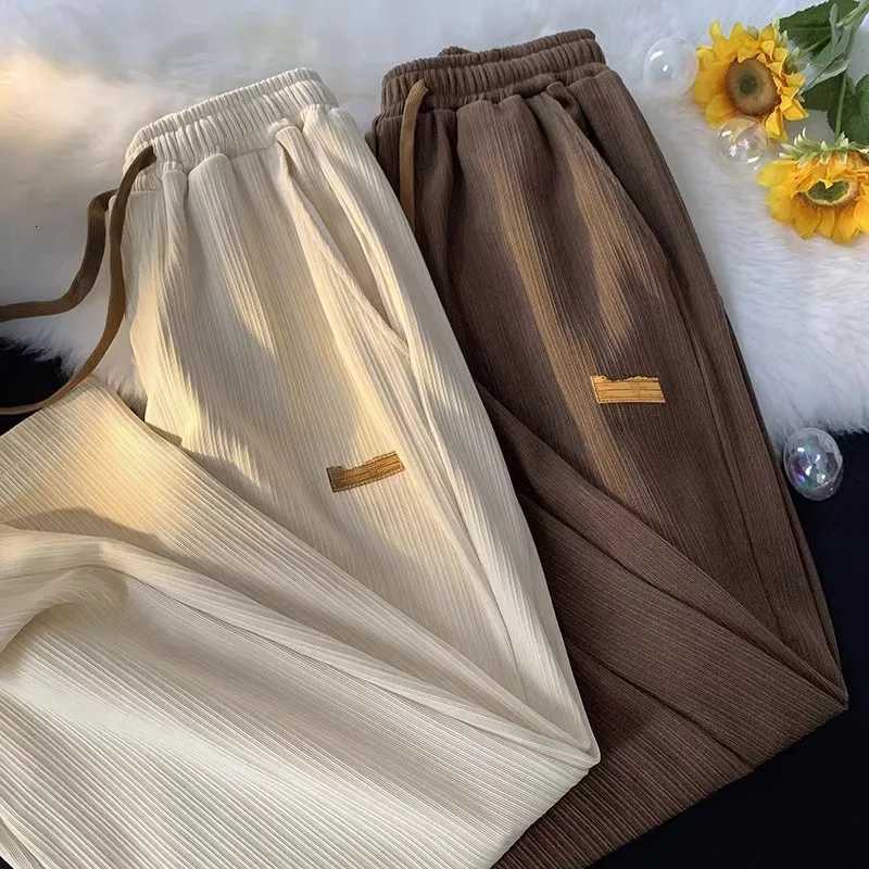 Summer Ice Silk High-grade Wide-leg Pants High Waist Loose Trousers Office Wide-leg Straight Formal Beach Slim Casual Pants W250819
