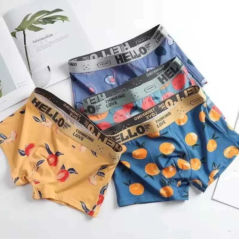 2/4 PCS Mens Printed Sports Boxer Underwear Men Comfortable Cotton Pants Mid-waist National Trend Elastic Sexy Tight Boxers W250819