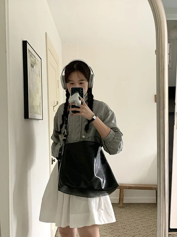 Trendy Large Capaci Casual Womens Bag Li Cha Korean Sle Crossbody Oil Wax Leather Single oulder Tote Bag 250818