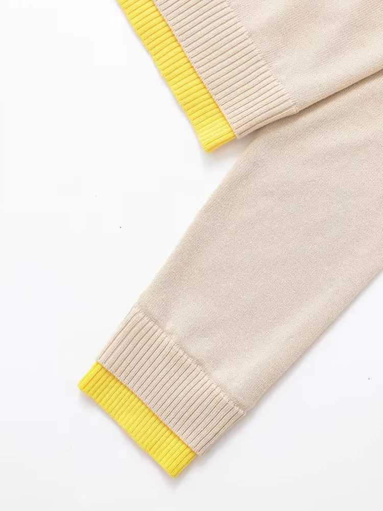 TRZA Womens Patchwork Cropped Knit Cardigan Sweater O-Neck Long Sleeve Fashion Outerwear Chic Top XJ250819