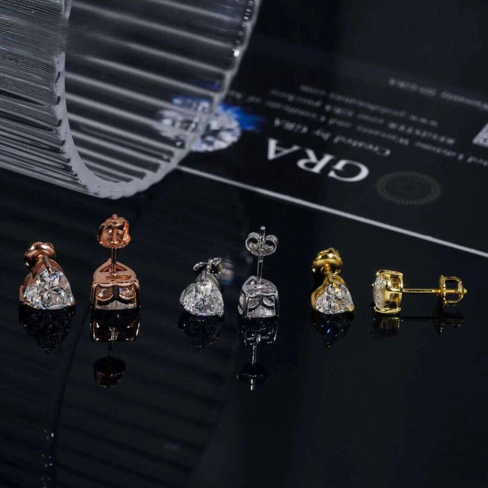 Fine Jewelry Women Sier Stud Pass Dia Tester Heart Shape Moissanite Earrings Ready to Ship