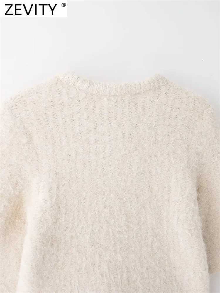 2023 New Women Fashion Transparent Organza Bow Tied Design Knitting Sweater Fe Chic Half Sleeve Pullovers Coat Tops SW7335XJ250819