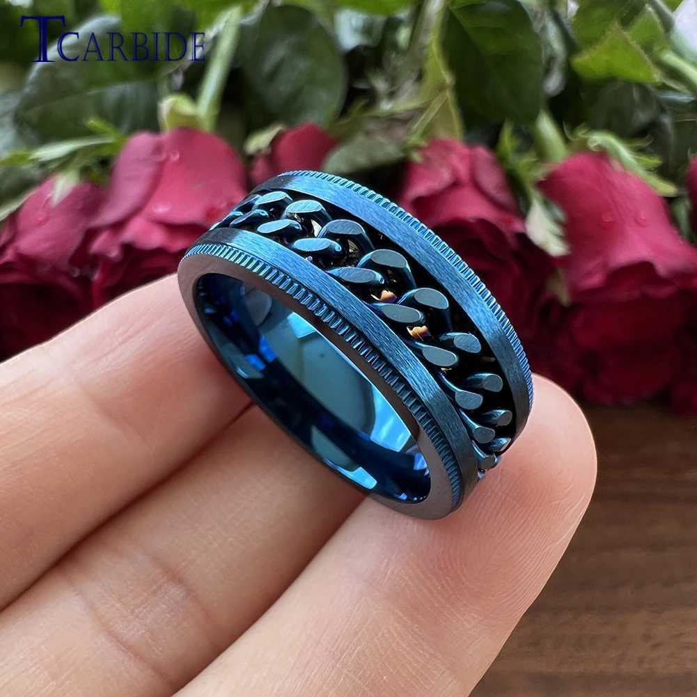 8mm Stainless Steel Chain Ring Stepped Brushed Rotated Dropshipping Special Gift Jewelry for Men and Women for Festivals W250819