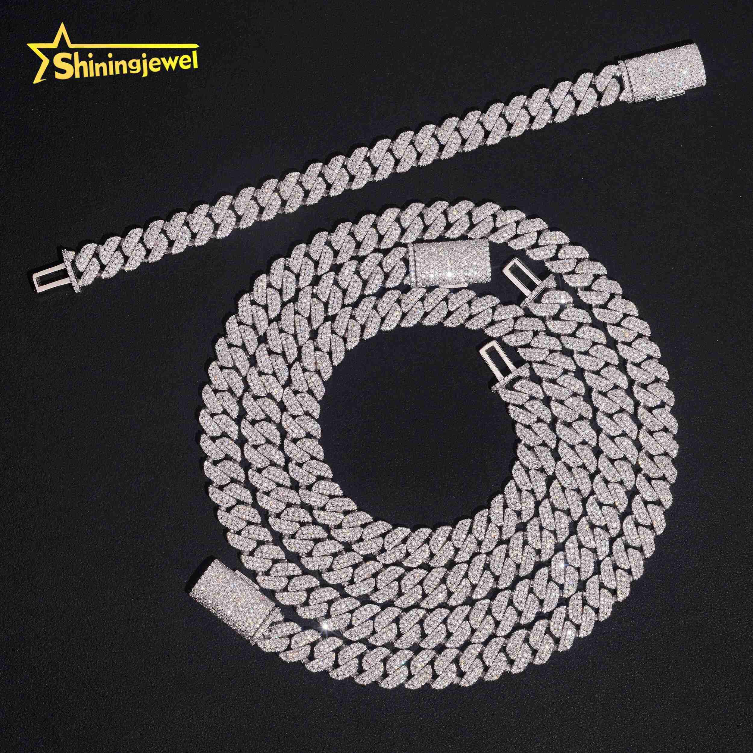 Pass Diamond Tester 10mm Cuban Link Chain 925 Sterling Silver Moissanite Hip Hop Jewelry Men Fashion Chain Necklace