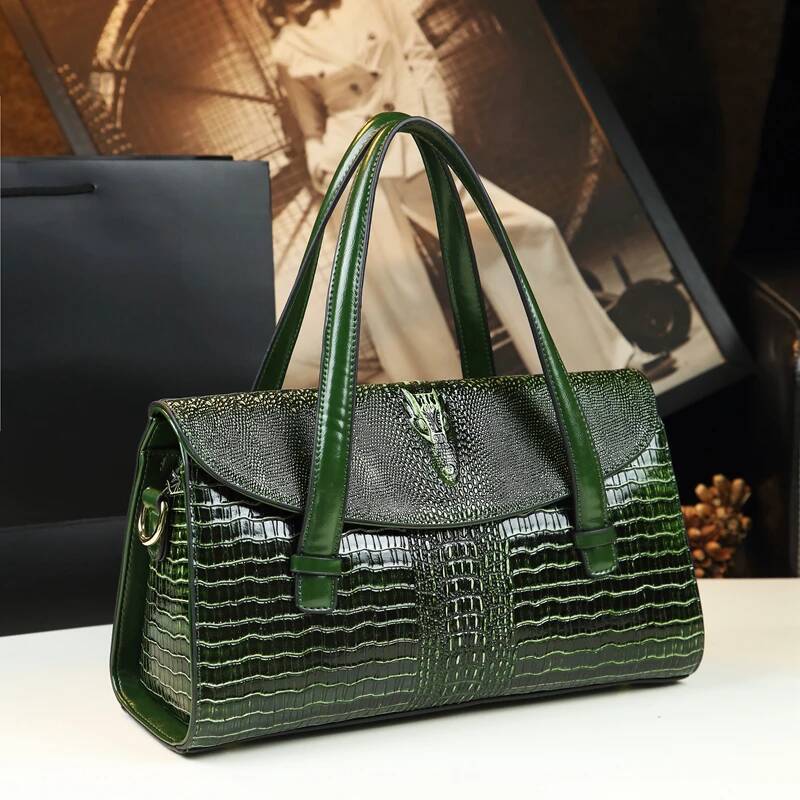 Fashion Leather Crocodile Pattern Women Handbag 2022 New Wild Middle-Aged Ladies Mother Tote Bag Shoulder Messenger Bags