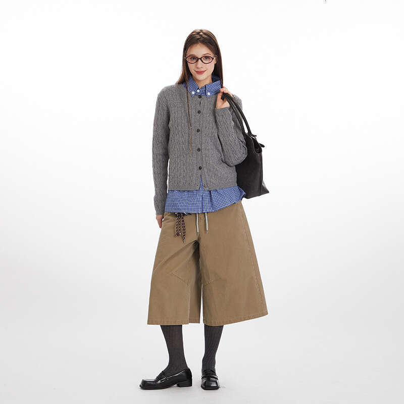 Cable Knit Design Single-Breasted Knitted Cardigan Women's Long Sleeve Coat Casual Soft Sweater B5