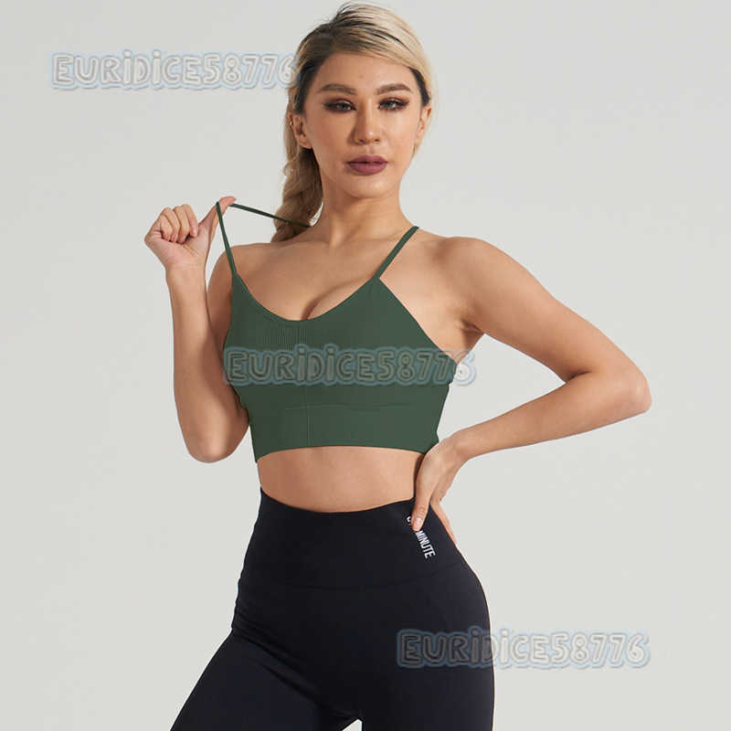 Spring Summer Barely There Yoga Tank Top Breast Collection Sports Bra Buckle Shock Absorption Cross Back Fitness Bra H250819