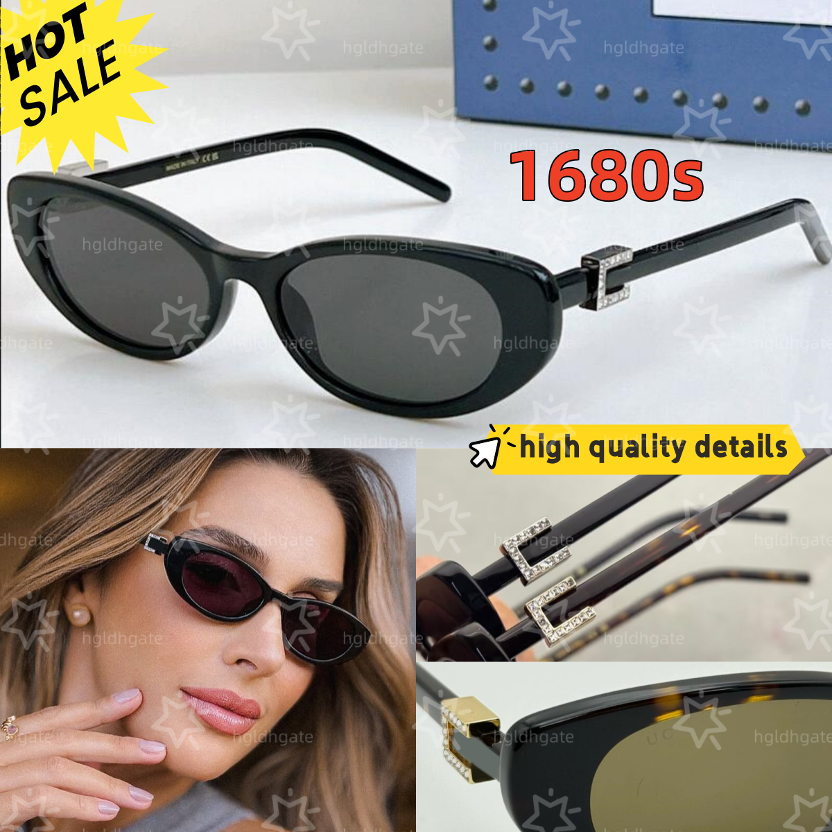 Luxury sunglasses for women oval designer sunglasses men 1680s fashion diamond letter retro gafas de sol de disenador classic womens sunglasses stylish UV400 hg01