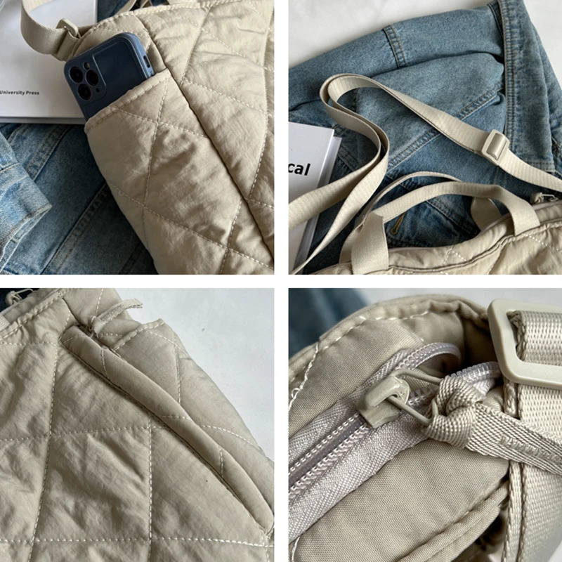 MOODS Padded Shoulder Crossbody Bags For Women Winter Nylon Fabric Diamond Pattern Quilted Large Capacity Shopper 250814
