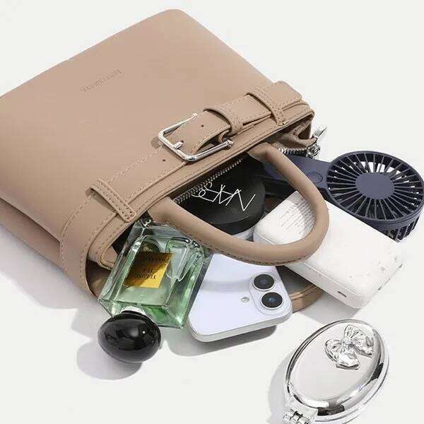 Korean Retro Handbag For Women Vintage Elegant Shoulder Bag Stylish Work Commute Crossbody Purse Minimalist Leather Tote