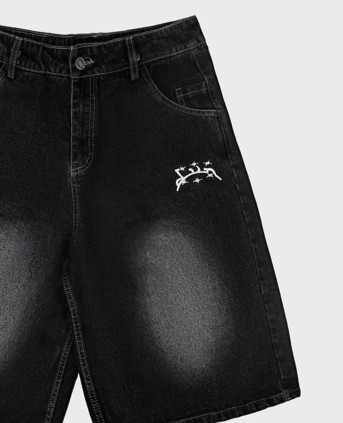 Streetwear Vintage Divin Denim Shorts Y2K Jeans Mens Harajuku Letter Baggy Low Waist Over The Knee Pants Casual 250819