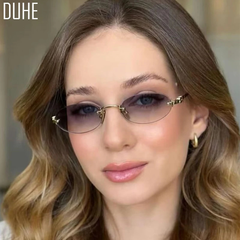 Frameless Oval Personality Sunglasses Ins Style Summer Sun Protection Sunglasses High-End Fashion Sunglasses UV400 250815