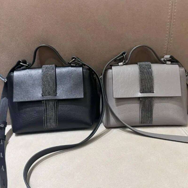 Women's Mini Cowhide Fashionable And Versatile Crossbody Bag 19 Cm