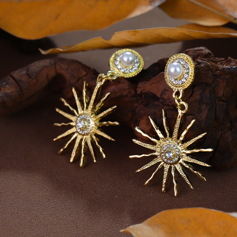 Botanical Pearl Drop Earrings for Women 3D Floral Metal Statement Earrings 2025 Viral Accent Piece