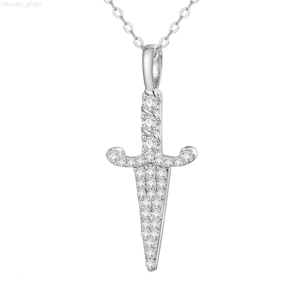 Hot Sale Fashion Iced Out 925 Sterling Silver Moissanite Sword Pendant for Necklaces