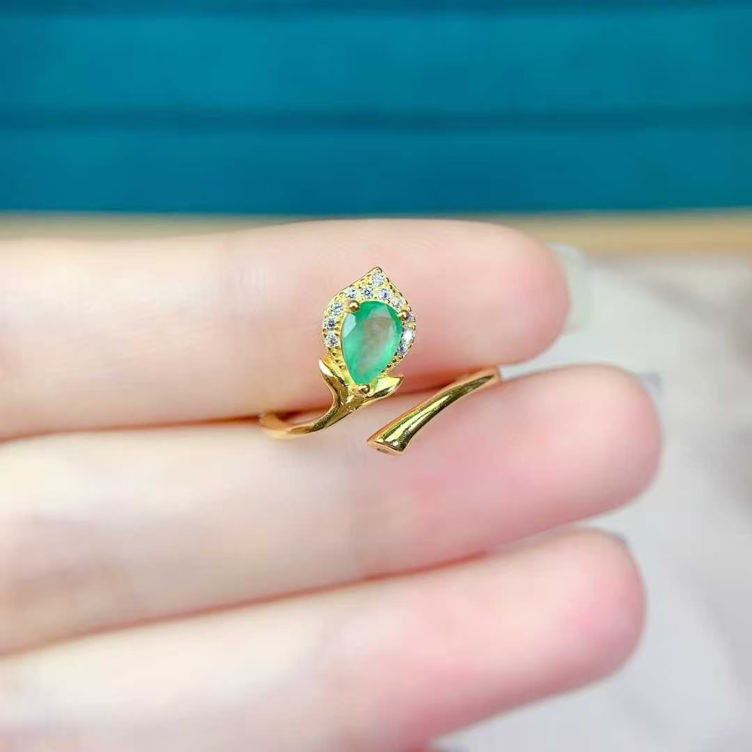 Real sterling silver ring natural colombia emerald ring with certificate 4mm*6mm 0.3ct genuine emerald 925 silver jewelry