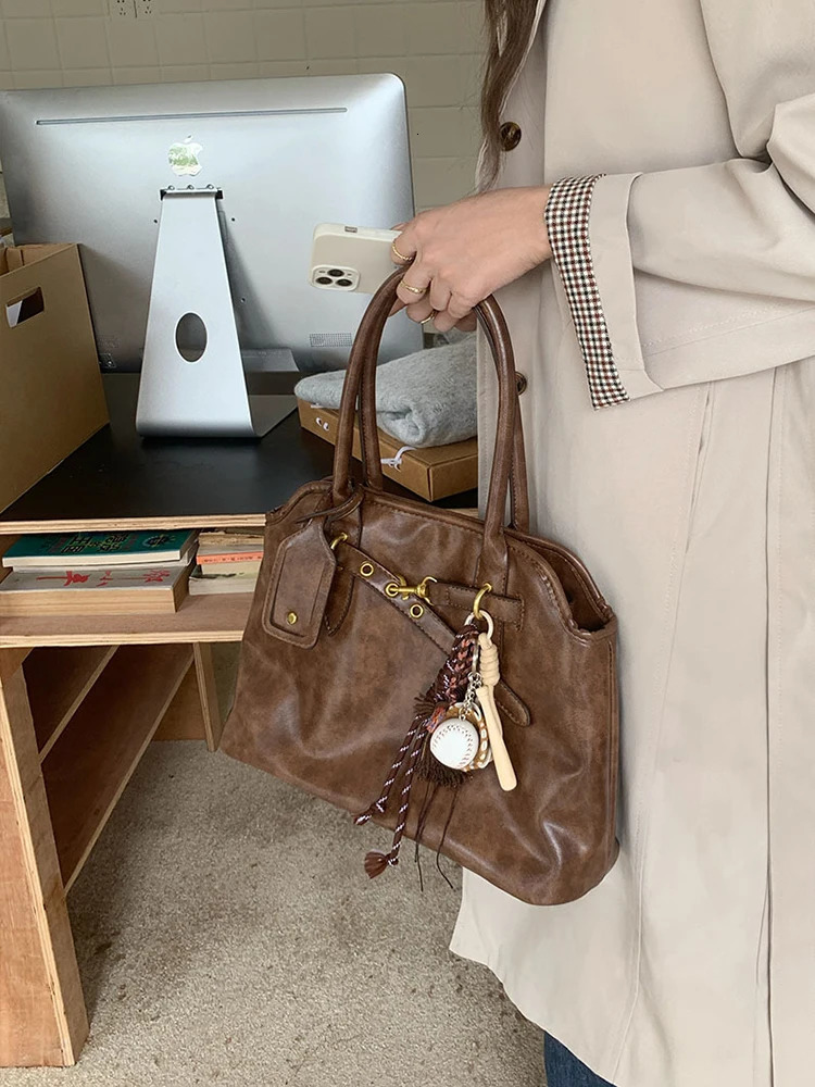 retro briefcase versatile large capacity shoulder bag fashionable casual womens daily commuting womens bag handbag 250818