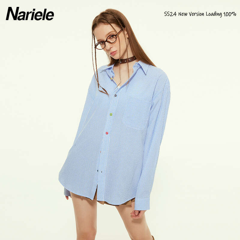 Spring And Autumn New Design Sense Niche Loose Color-Block High-End Versatile Women's Long Sleeve Shirt B5