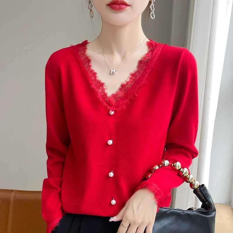 2024 Autumn And Winter New Cashmere Sweater Women Pullover Lace Edged Knitted Long Sweater Soft Cashmere Sweater Women XJ250819