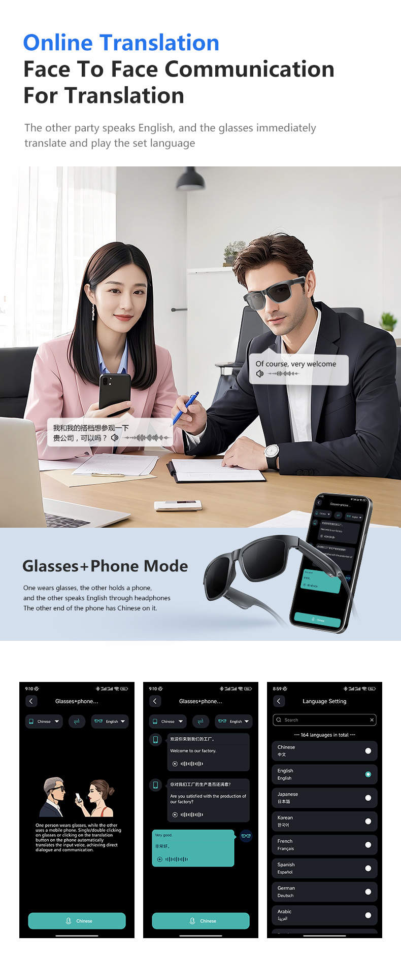 The latest multifunctional Bluetooth glasses supporting translation: fashionable and technological glasses.