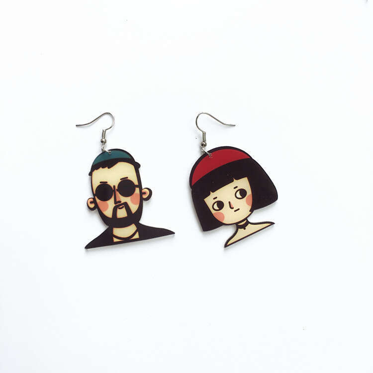 Creative Fun Hooks This Killer Is Not So Cold Earrings Cute Cartoon Asymmetric Acrylic Ear Clips