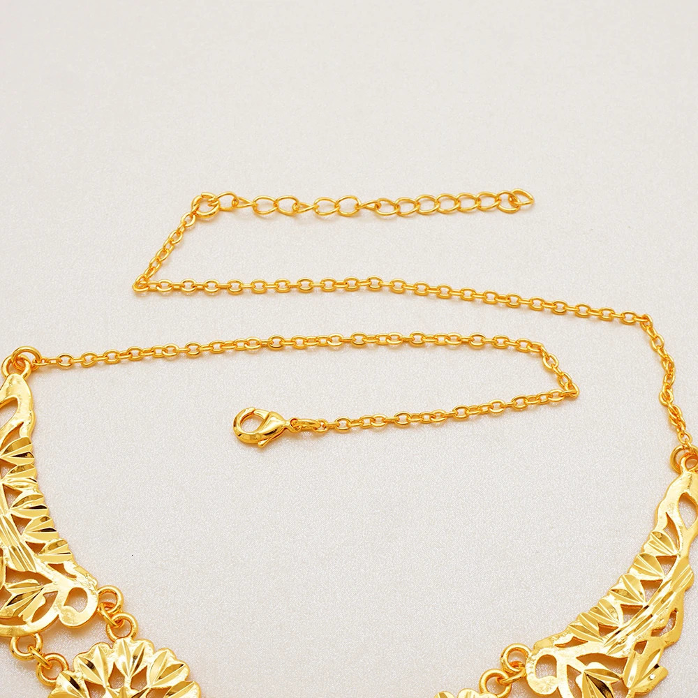 Indian Jewellery Earrings Necklace Jewelry Sets For Women Dubai Gold Color African Arabic Wedding Bridal Party Gifts 250818