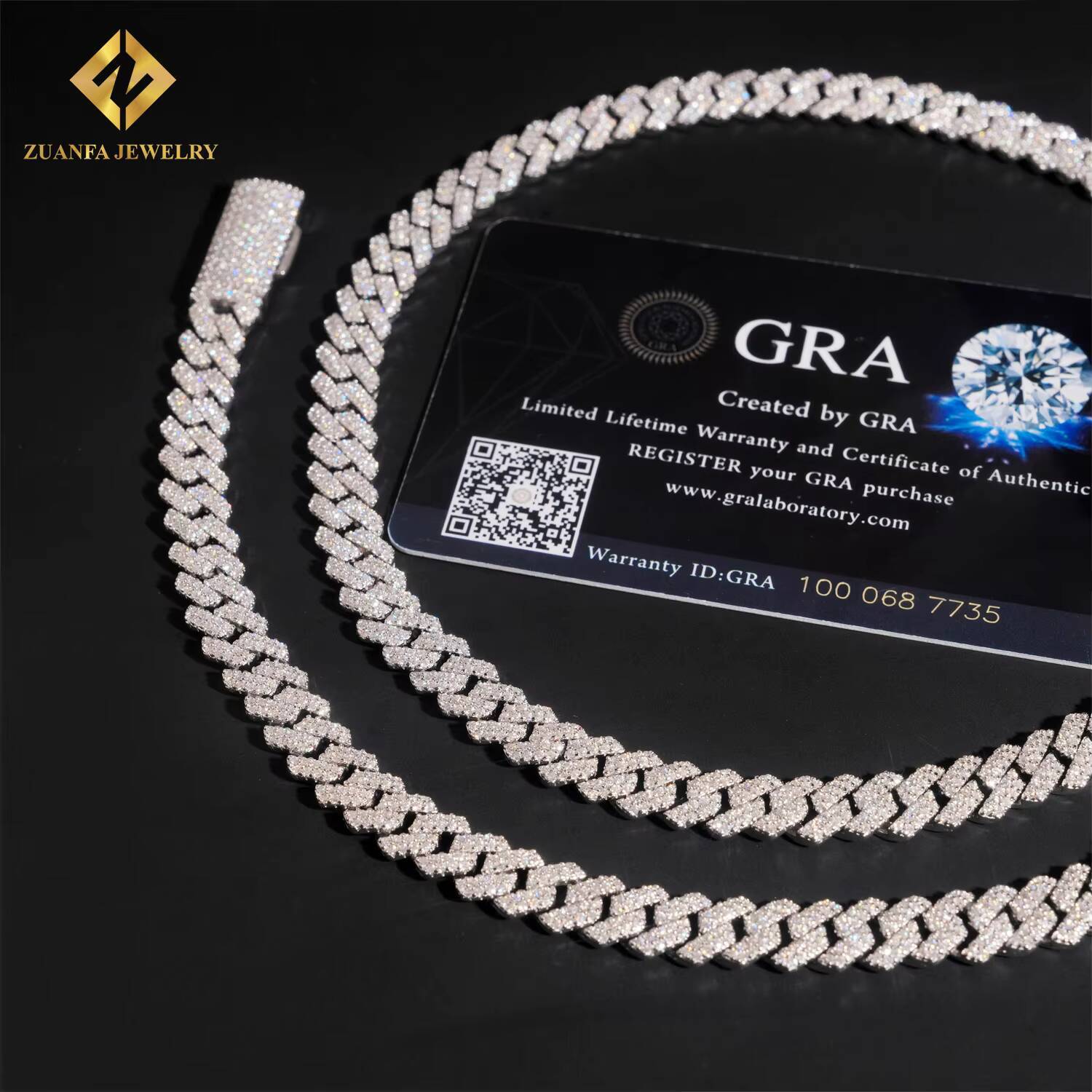 Ready to Ship Classic 8mm Cuban Link Chain Moissanite Hip Hop Jewelry 925 Silver Iced Out Cuban Link Pass Diamond Chain