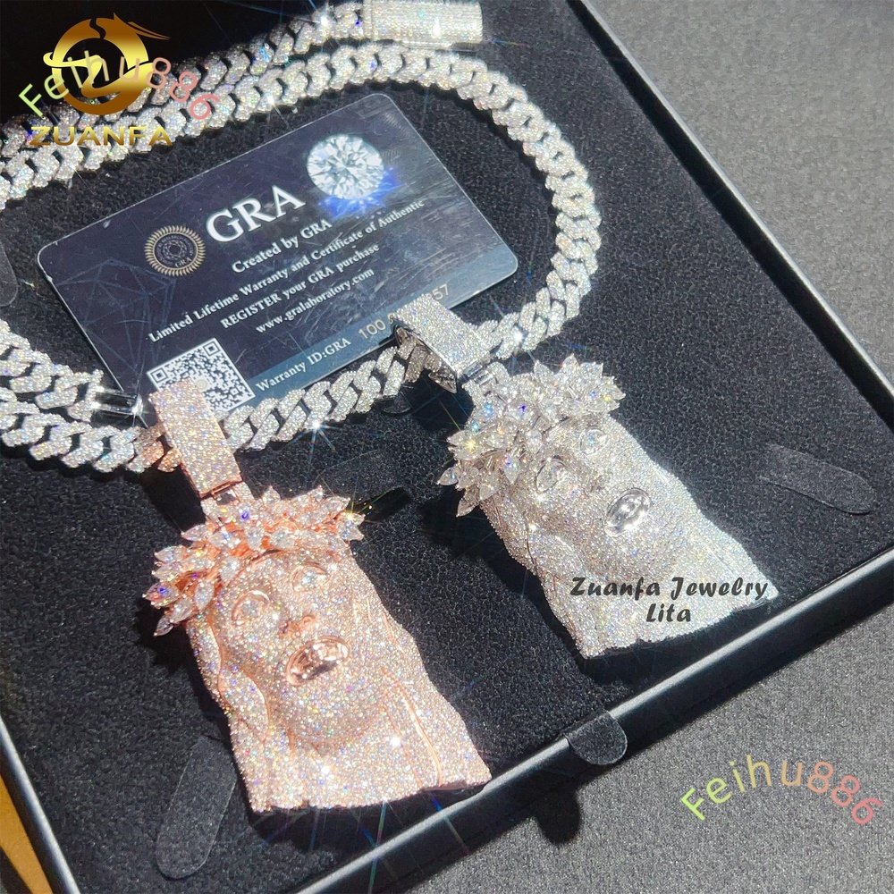 New Arrival Hip Hop Style Pear Cut Diamond Bell Unique Allah Iced Out 925 Silver Moissanite Jesus Pendant